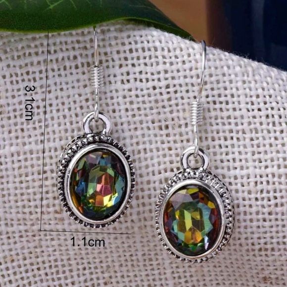 Any 2/$20! Mystic Rainbow Crystal Silver Drop Earrings - Picture 3 of 5
